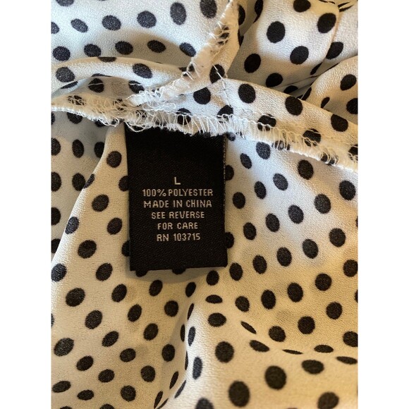 Zac & Rachel Blouse Size Large White Black Polka Dots Gold @ Shoulder Dressy - Picture 9 of 11